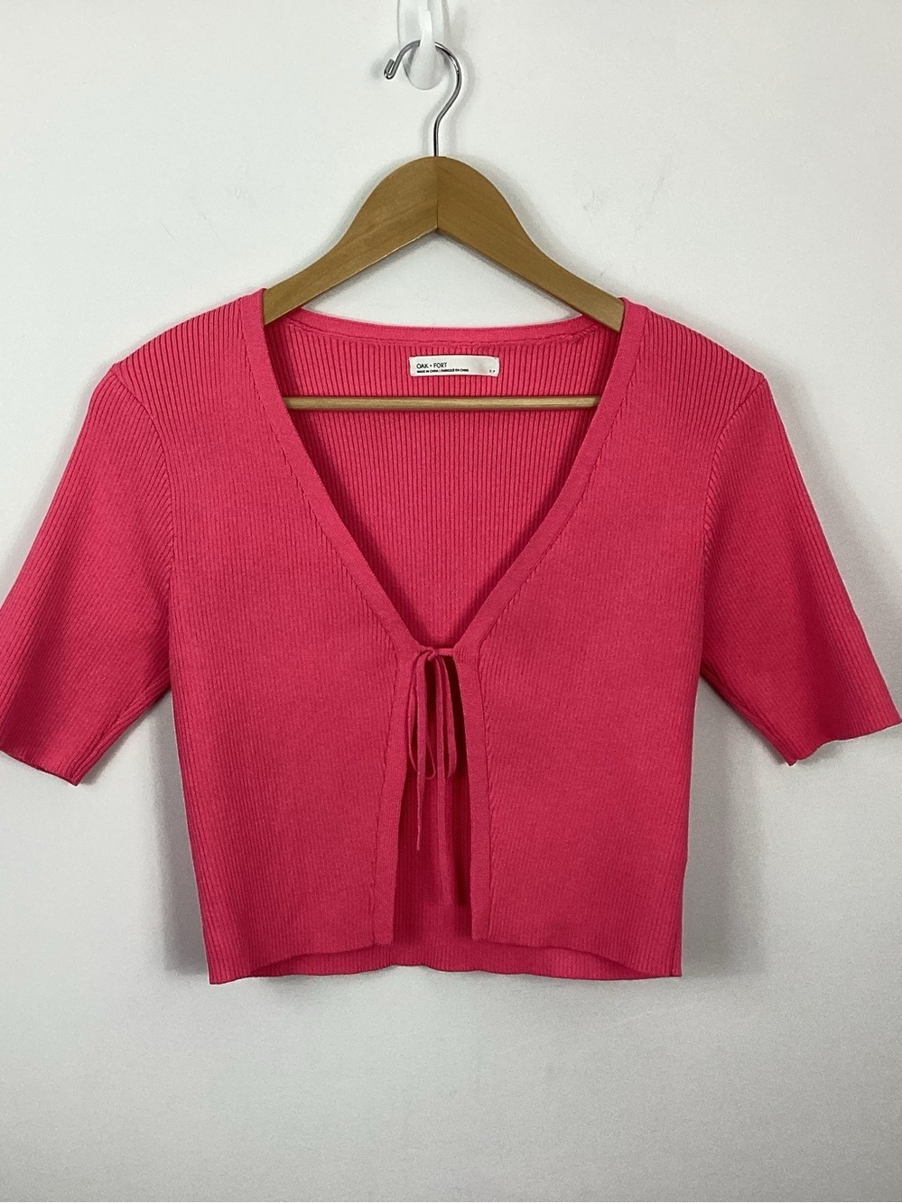 Oak + Fort Open Front Cardigan Pink Size Small